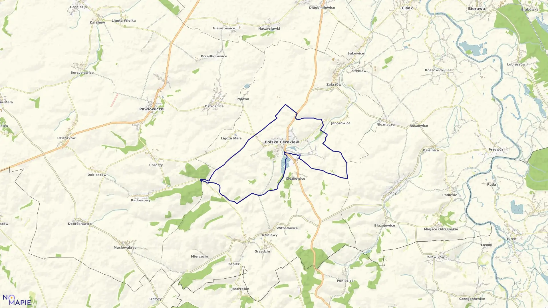 Mapa obrębu POLSKA CEREKIEW w gminie Polska Cerekiew