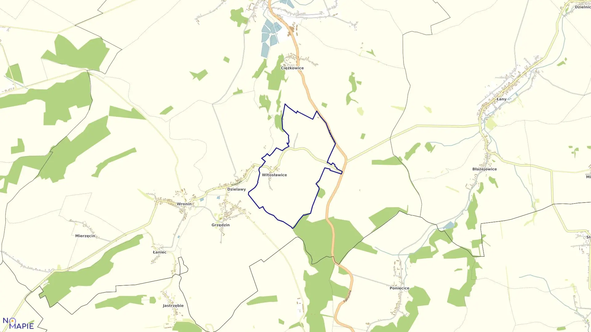 Mapa obrębu WITOSŁAWICE w gminie Polska Cerekiew